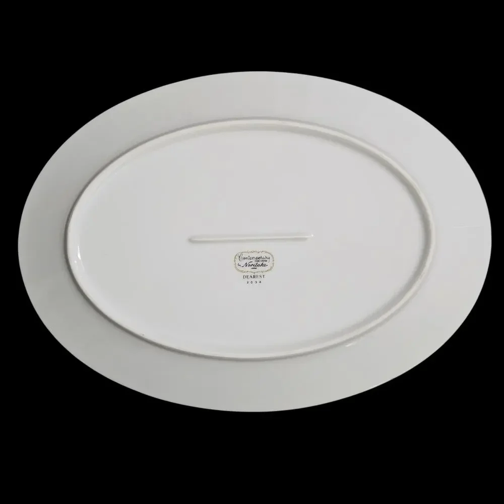 Noritake Dearest 2034 Oval Serving Platter Fine China Japan Gold Trim